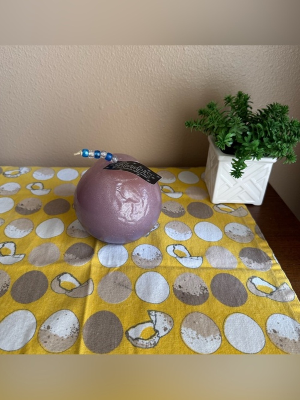 Northern Lights Candles Shimmers light purple glittery round candle